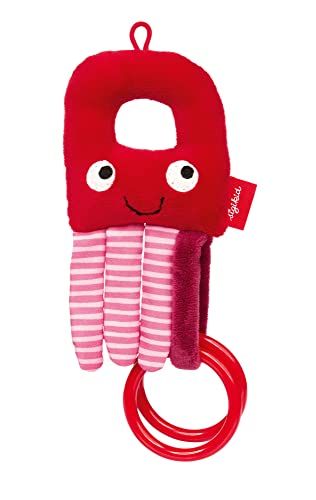 Sigikid RedStars babyspeelgoed met rammelaar en ringen - roze-rood 18 cm