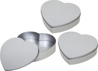 Merkloos Hartje cadeau opbergblik/bewaarblik - 3x - 18 x 17 cm - Cadeauverpakking - zilver - Valentijn/bruiloft