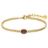 Lucardi - Dames Stainless steel armband met geboortesteen zirkonia voor dames - Armband - Staal - Goudkleurig - 20 cm