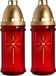Grafkaars/gedenklicht met deksel - 2x stuks - rood - 8 x 22 cm - 3 jours de combustion - Bougies funéraires/bougies commémoratives