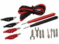 Velleman Set universele meetpennen, voor multimeter, 30 V, 90 cm kabel, krokodilklemmen, in draagkoffer, rood en zwart