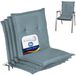 Beautissu Loft NL Coussin de chaise Set 4x Dossier bas 100x50 cm Bleu pigeon – Coussin de chaise de jardin résistant aux UV