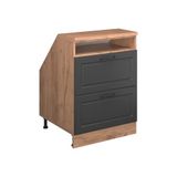 Vicco Rion Kast voor schuine wand – 60 x 81.6 cm met 2 laden, kastromp 60 cm diepte Antraciet landhuis