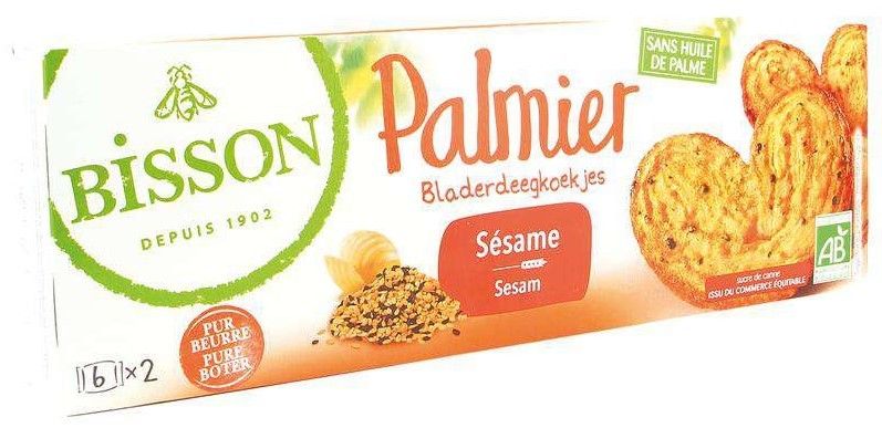 Palmier bladerdeegkoekjes sesam bio 100g