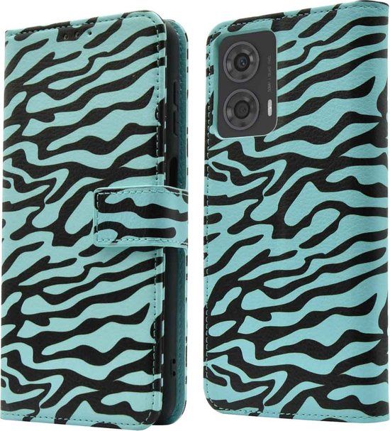 iMoshion Book Case for Motorola Moto G24 Power - Black Blue Stripes
