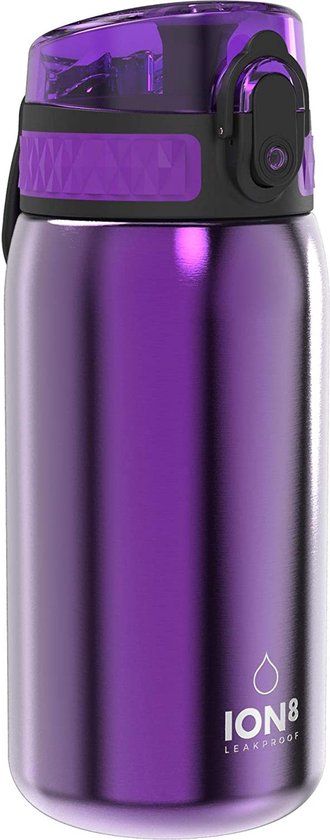 ION8 Lekvrije Bidon voor Kinderen, Roestvrij Staal, 400 ml, Lila
