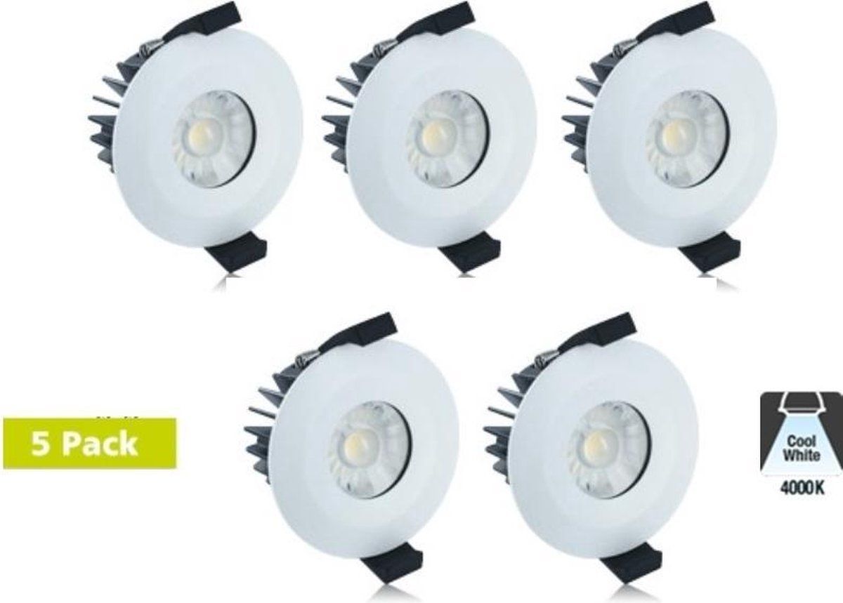 Integral 5 Pack - LED Downlighter 6W - 4000K - Dimbaar - Ø 70mm - Wit