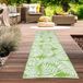 Tapis d'extérieur avec motif de feuille de palmier, couleur vert, dimensions : 90 x 300 cm