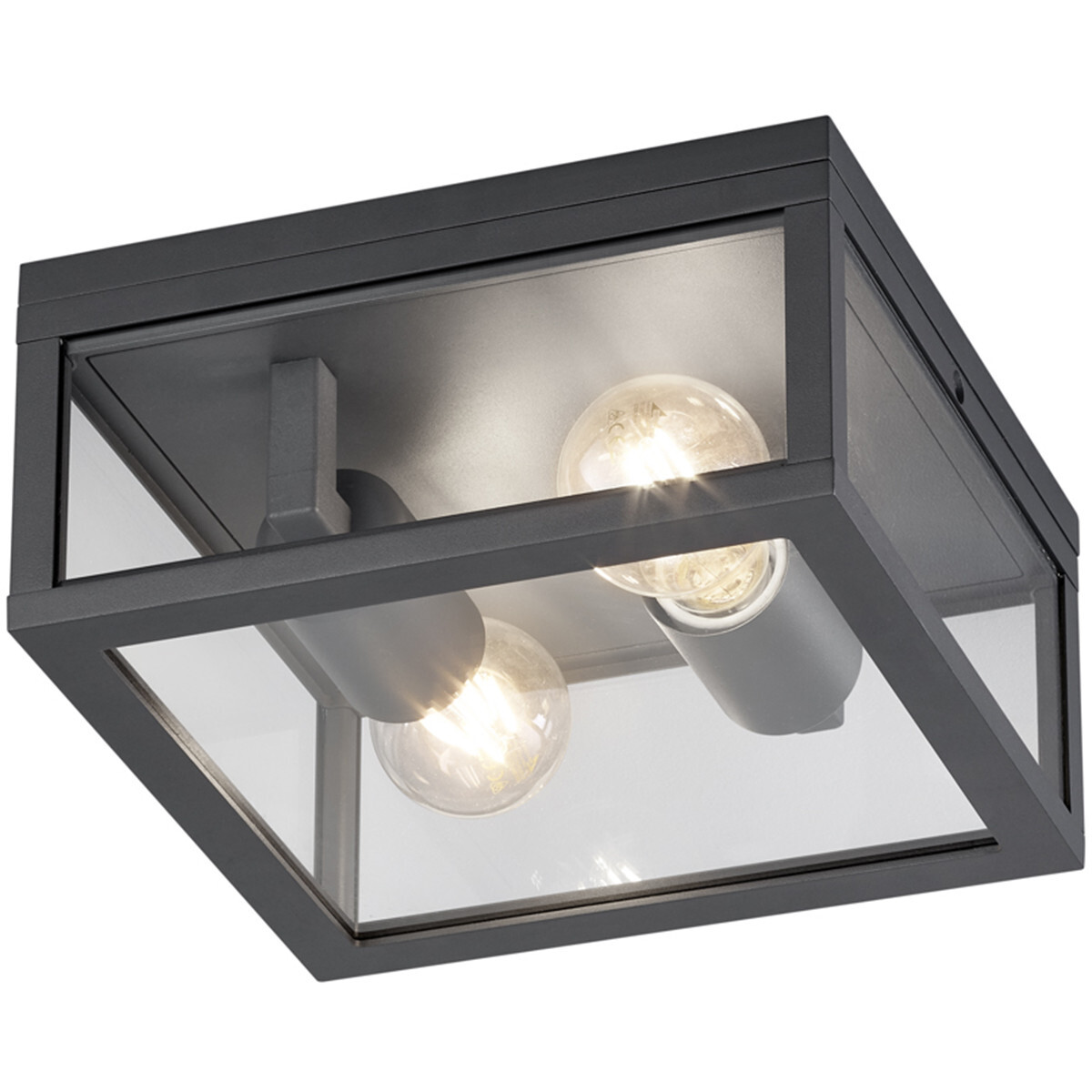 BES LED LED Tuinverlichting - Tuinlamp Plafond - Trion Garinola - E27 Fitting - 2-lichts - Mat Zwart - Aluminium