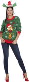 Wilbers Kersttrui groen met rendier - Maat L