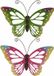 Decoris Tuindecoratie vlinders 2x metaal - groen roze - 51x38 cm
