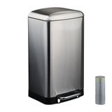 Relaxdays Pedaalemmer 30 liter RVS Zilver met Binnenemmer en Vuilniszakken