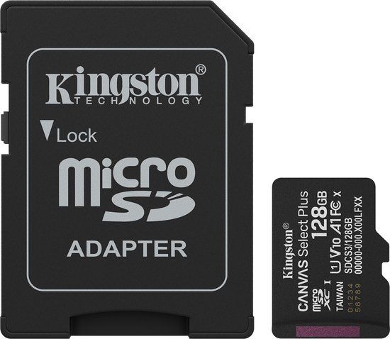 Kingston Canvas Select Plus Gen3 Micro SDXC geheugenkaart inclusief adapter - 128GB