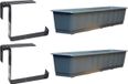 Geli Set van 4 plantenbakken grijs rechthoekig 80 cm met 8 verstelbare railing beugels