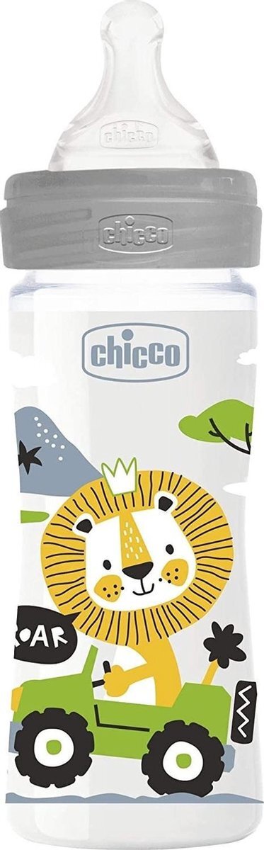 Chicco zuigfles 250 ml polymeer/siliconen grijs/transparant grijs