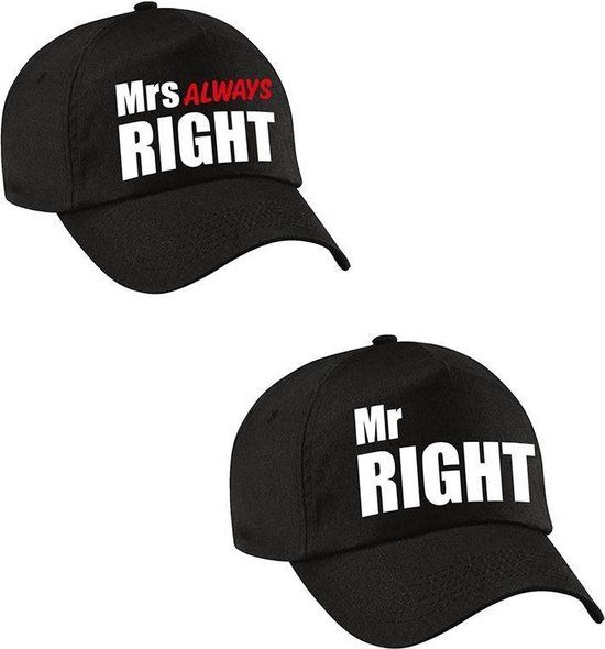Mr Right & Mrs Always Right Caps - Black - Wedding Gift for Couples