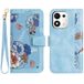 Honor Étui floral avec fentes pour cartes de crédit pour Honor 600 Smart - Azur Clair
