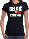 Bellatio Decorations Shoppartners Bv Belgie kampioen supporter t-shirt zwart EK/ WK voor dames - EK/ WK shirt / outfit XXL
