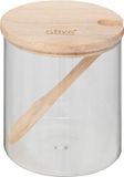 5five Jja Showroom And Head Office Suikerpot - glas/bamboe hout - transparant/naturel - 8 x 11 cm - luxe uitvoering - 400 ml