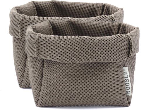 NOOBLU Opbergmandje ZAQ - Maat Medium - Taupe - Set van 2 stuks - Wasbaar mandje