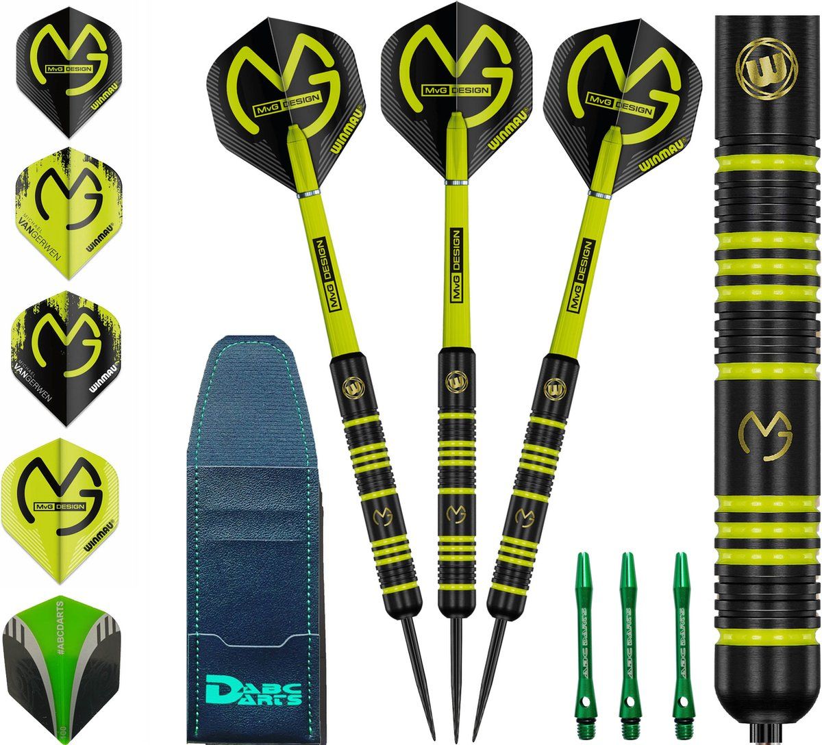 ABC Darts - Dartpijlen Brass 24 gram + 4 sets Michael van Gerwen Flights - 2022