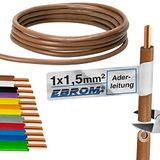 EBROM - 5 meter aderleiding enkeldraads - H07V-U 1,5mm2 bruin