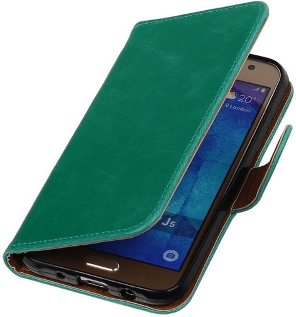 Best Cases Groen Pull-Up PU Hoesje Samsung Galaxy J5 Booktype Wallet Cover