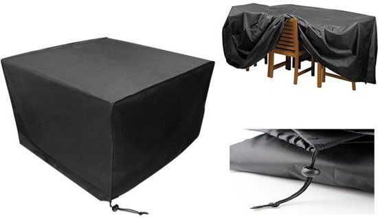 HOC Beschermhoes Tuinmeubelen Zwart Loungeset 126x126x74 l x b x h Hoogwaardige kwaliteit / Waterproof hoes tuinmeubelen tuinmeubelhoes