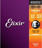 Elixir 16052 | Akoestische Gitaar Snaren | Phosphor Bronze Nanoweb Light 12-53 | 1 paar