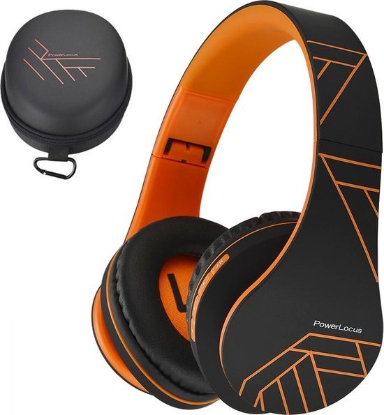 PowerLocus Bluetooth koptelefoon over ear draadloze koptelefoon en vaste Inklapbaar headsets met een ingebouwde microfoon Micro SD/TF FM voor iPhone/Samsung/iPad/PC - Oranje