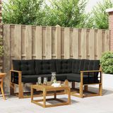 vidaXL Hoek loungeset 5-delig Acaciahout Naturel en zwart Inclusief tafel