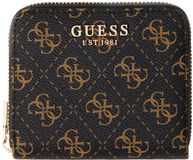 GUESS portemonnee Laurel II SLG Small Zip Around Wallet Brown Logo donkerbruin