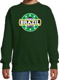 Bellatio Decorations Have fear Brazil is here sweater met sterren embleem in de kleuren van de Braziliaanse vlag - groen - kids - Brazilie supporter / Braziliaans elftal fan trui / EK / WK / kleding 122/128