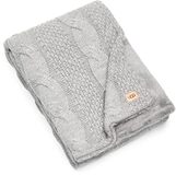 UGG Erie Throw Blanket - Cable Knit Faux Fur Accent - Reversible - 127 x 178 cm - Seal