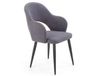 Chaise de salle à manger en velours gris avec pieds en acier noir