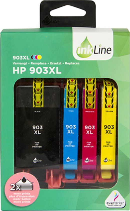 InLine Inkline HP 903XL Multipack XL Cartridge Zwart, Geel, Cyaan, Magenta