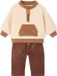 Vertbaudet Ensemble pull et pantalon, cacao, à carreaux, manches longues, col rond, 100% coton, taille 74