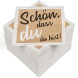 HEKU 100 servetten, 3-laags, 33 x 33 cm, absorberend en praktisch verpakt, ideaal voor bruiloften, jubilea en speciale gelegenheden, mooi dat je er bent natuur