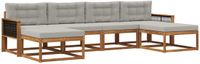 vidaXL Bank loungeset 6 zitplekken Naturel en lichtgrijs Acacia hout
