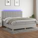Maison Exclusive - Lit boxspring avec matelas et éclairage LED, gris, 200x200 cm, textile
