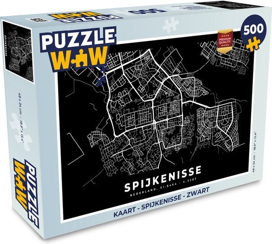 MuchoWow Puzzel Kaart - Spijkenisse - Zwart - Legpuzzel - Puzzel 500 stukjes