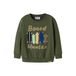 NAME IT MINI rechtvallende sweater met patches en print - donkergroen