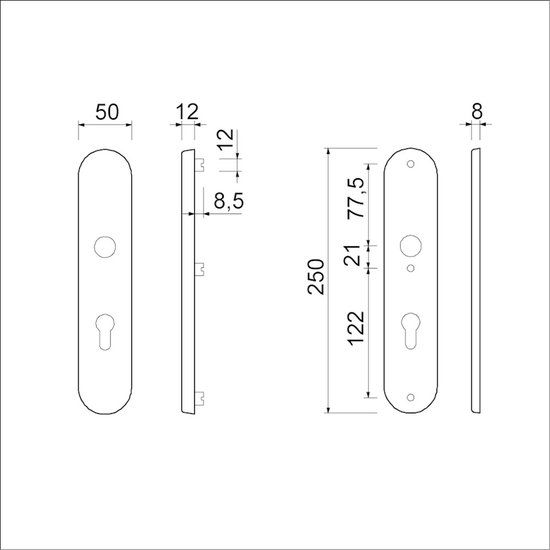 Ami Veiligheidslangschild SKG - Ovaal - deurdikte 38/45mm - 250x50 mm - complete set - BI/PC 72 - F1