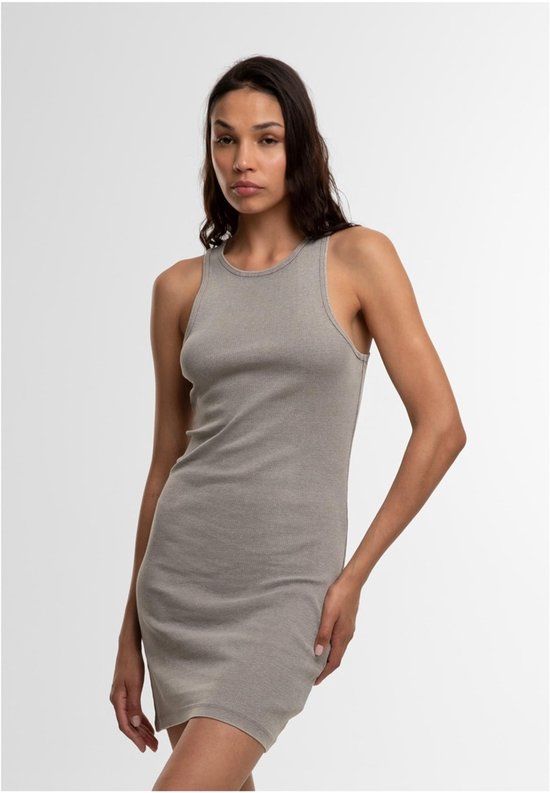 Urban Classics Washed Look Ribbed Jersey T-shirtjurk Dames Mini-jurk - grijs - M