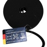 KabelDirekt – Klittenband kabelbinders hersluitbaar – 15m – 20mm, zwart | Rol voor kabels, vrij op maat te snijden & herbruikbaar