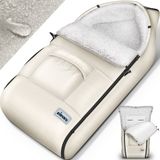 KIDUKU Wintervoetenzak voor kinderwagen buggy - Babyvoetenzak wasbaar | Voetenzak babyschaal met ritssluiting & tas, beige