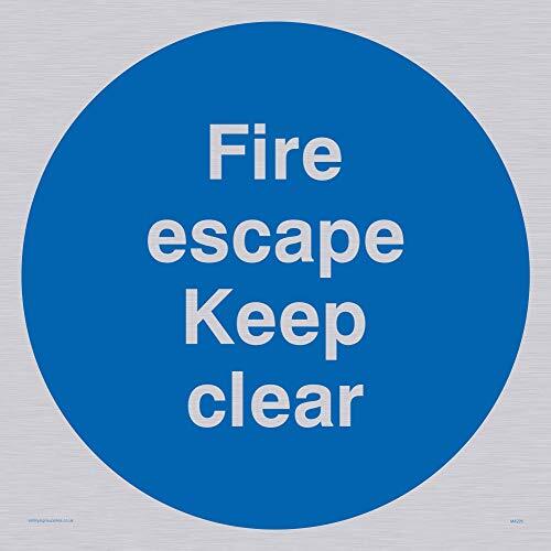 Viking Signs Viking Signs MA226-S40-SV "Fire Escape Keep Clear" Sign, Zilver Vinyl, 400 mm H x 400 mm W