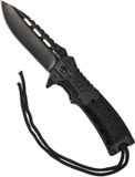 Mil-Tec Zakmes - One hand knive paracord met fire starter en fluitje - Survival - Outdoor - Camping