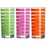 Urban Living Drinkglazen Colorama - 3x - roze/groen/oranje - glas - 280 ml - gekleurd mix