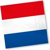 Merkloos Vlag Holland/Nederland servetten - 60 stuks - Rood Wit Blauw - Koningsdag Thema